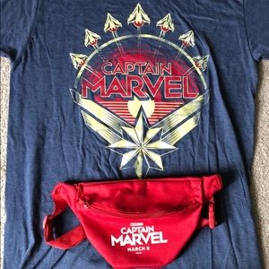 NEW Captain Marvel Tee + Fanny Pack RARE PROMO SET